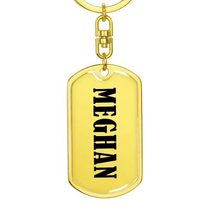 Meghan v01 - Luxury Dog Tag Keychain 18K Yellow Gold Finish Personalized Name - £27.87 GBP