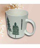 Starbucks Coffee Mug White/Green trees Christmas 2015 Holiday Pine Tree ... - $34.79 CAD