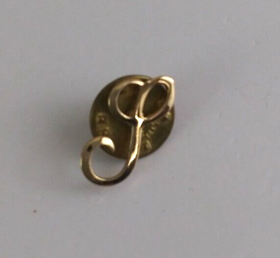 Vintage Cursive Capitol Letter L Gold Tone Lapel Hat Pin - $7.43