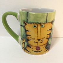 Cat Mug Designed by Debi Hron Green 2010 w/ Three Cats Tabby, Black, Grey Gibson - £8.23 GBP