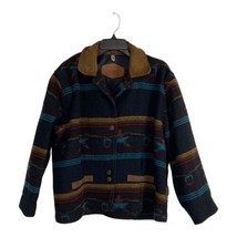 Woolrich Women Jacket Adult Size Medium Black Aztec Wool Blend Button We... - £47.22 GBP