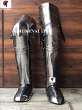 Medieval Armor Reenactment Steel Full Leg Guards Larp Cosplay Costume - £151.32 GBP