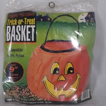 Halloween Trick Or Treat Pumpkin Bag Basket Collapsible Nylon 9” NEW Unopened - £6.08 GBP