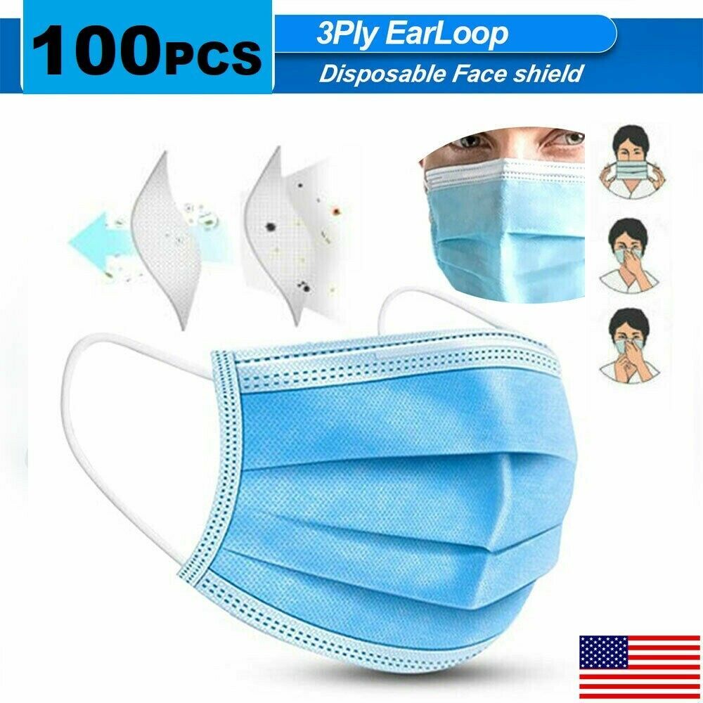 100pcs 3-Ply Layers Face Medical Disposable Mask Mouth Cover Shield Prot... - $5.95