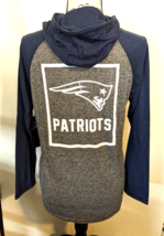 NWT New England Patriots Womens Long Sleeve T-Shirt With Hood Blue Grey - £18.57 GBP