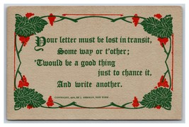 Motto Your Letter Must be Lost Good to Write Another Unused DB Postcard H26 - £3.17 GBP