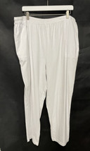 Blair Casual Crisp White Pants, Loose Fit, Elastic Waist Soft Jersey Poc... - £11.64 GBP