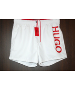 Hugo Boss White Red Logo Men&#39;s Swim Shorts Beach Athletic Size XL - £55.33 GBP