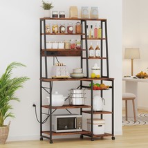 Baker Rack With Power Outlet, Kitchen Coffee Bar Station, Large Microwave Stand  - $127.99