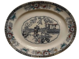 Ashworth Chinese Platter 16 3/8&quot; x 13 1/8&quot; chinoiserie Decoration Polych... - $94.05