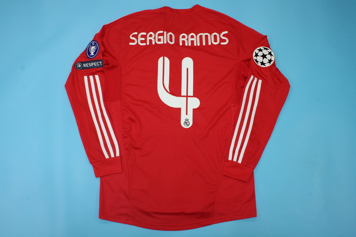 real madrid jersey 2011 2012 shirt sergio ramos champions red long sleeve