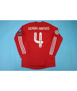 real madrid jersey 2011 2012 shirt sergio ramos champions red long sleeve - £66.70 GBP