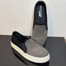 Sketchers Double Up Shine Brite Bling Platform Shoes Womens 9 Black Faux... - $31.68