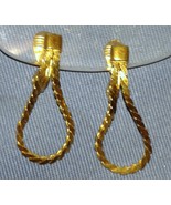 MONET Vintage Serpentine Braided Link Chain Loop Clip On Gold Tone Earri... - $4.95