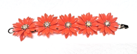 Vintage Coro Orange 5 Big Daisy Bracelet w Rhinestone Center 6 3/4 inch - €25,00 EUR