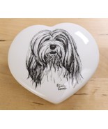 Rosalinde Porcelain Heart Shaped Trinket Box Dog Lhasa Apso Terrier Cind... - $357.32 MXN