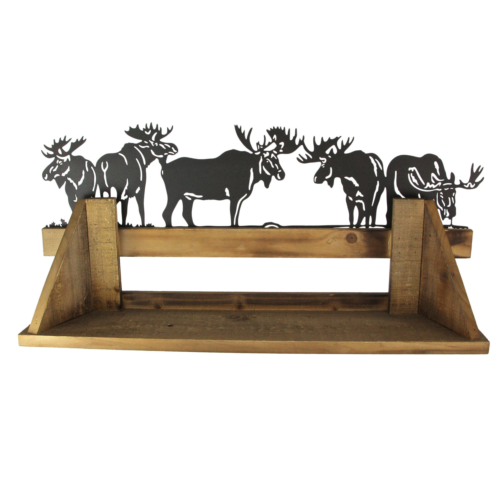 Primary image for Rustic Wood Metal Moose Decorative Floating Shelf Wall Mounted Home Lodge Decor