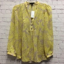 Banana Republic Womens Blouse Yellow Floral twofer V Neck Layered XS New - £27.45 GBP
