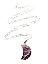 Amethyst Moon Necklace Crescent Gemstone Chain Jewellery - £4.54 GBP