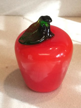 Vintage Murano Style Blown Glass Art Fruit Red Apple - $9.85