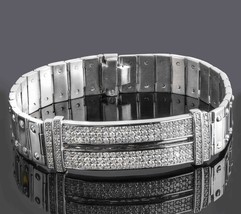 2.90Ct Uomo Id Vite Collegamento Diamante Bracciale 14k Solido Bianco Oro Fatto - £19,628.48 GBP