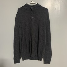 American Eagle sweater mens large Black  1/4 button mock neck academia - $14.90