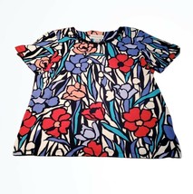 Alfred Dunner Out of the Blue Stained Glass Blouse Tee NWT Size S Blue and Red - £22.36 GBP