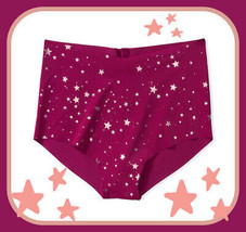 XL Berry Rose Gold STAR NOSHOW Edge Victorias Secret High Waist Midi Brief Panty - £10.35 GBP