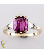 1.50 Carat Ruby with Trillion Diamond Accent 18k Yellow Gold Ring Size 5.5 - €3.800,87 EUR