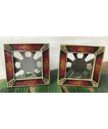 Jay Strongwater Leland Pave 2 Jeweled Picture Frames 2” Sq. Magenta Grn ... - $181.30