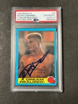 1985 Topps Rocky IV #40 Signed Card Dolph Lundgren &quot;A Dream Realized!&quot; PSA Ivan  - £470.45 GBP