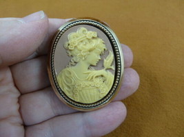 (cm26-33) Feminine Lady + Bird Resin Mauve Cameo Jewelry Pin Pendant Popular - £26.35 GBP