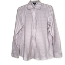 Chaps Womens Blouse Size Large Button Front Long Sleeve Collared Pink Stripe - £11.19 GBP