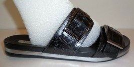 Antonio Melani Size 8 M OSMOND Black Leather Slides Sandals New Womens Shoes - £69.04 GBP