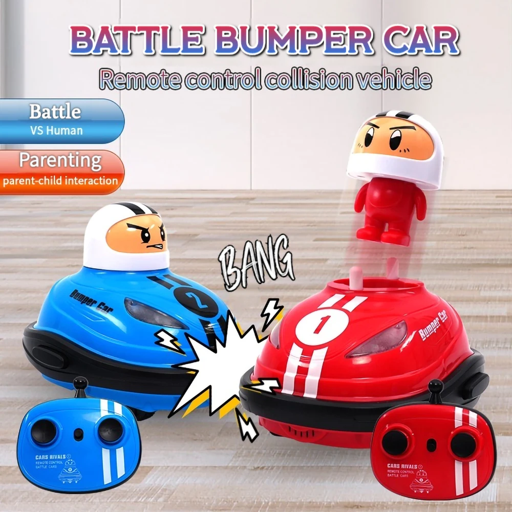 2 4g rc toy super battle bumper car pop up doll crash bounce ejection light children thumb200