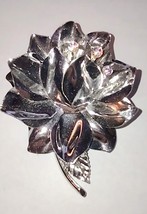 Vintage Park Lane Silver Tone Brooch Pin Large Flower 3&quot; - $11.40