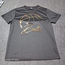 Akademiks Baller Shirt Men XL Black wtih Gold Shiny Basketball - $13.97