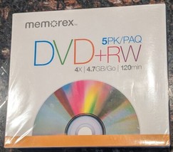 Memorex DVD + RW 5 Pack 4.7 GB Blank Media New Sealed - £9.39 GBP