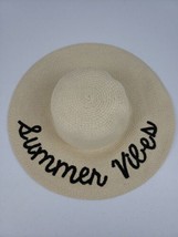 New Big Rim Sun Hat Tan Colored 16&quot; Round 7&quot; Head Width &quot;Summer Vibes&quot; Sewn On - £9.38 GBP