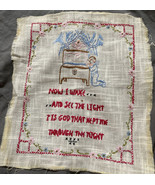 Primitive Antique Vintage Sampler Cross Stitch Religious Prayer Needlepoint - $27.04 CAD