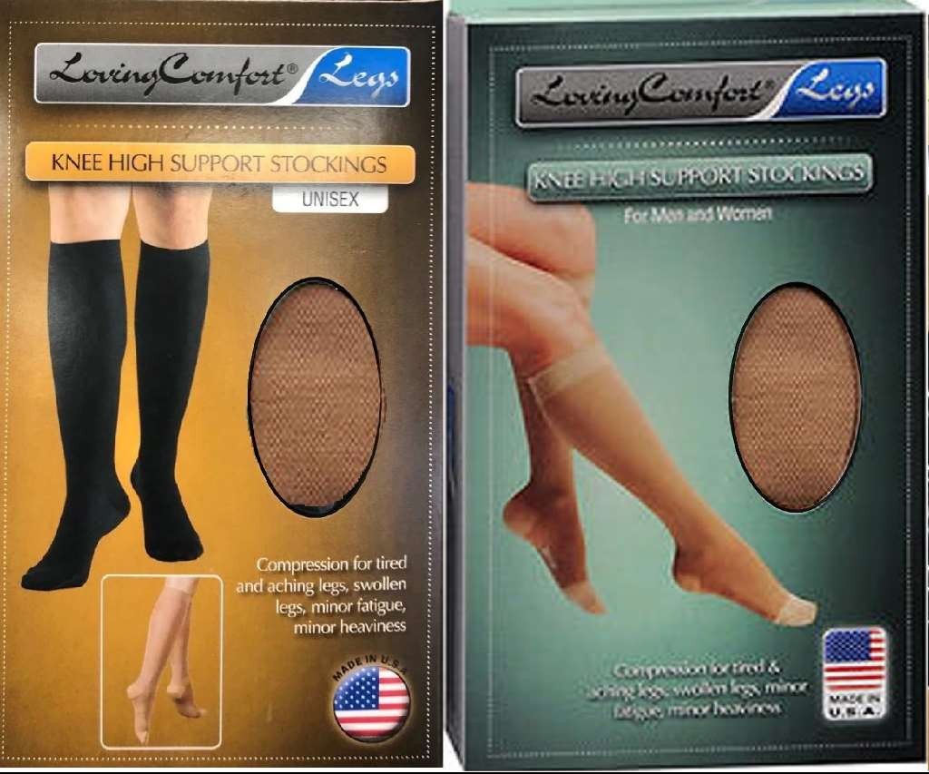 Loving Comfort Knee High Support Stockings Closed Toe 20-30 (Beige) Medium - $19.40