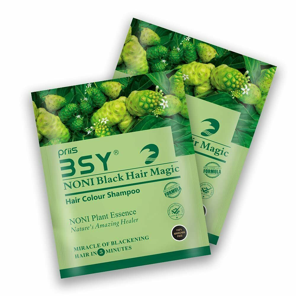 Pack Of 5 BSY Noni Black Hair Magic Fruit Based Shampoo Hair Dye Color,20ml - $24.65