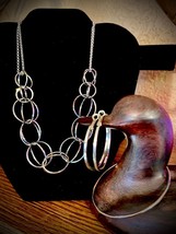 Spherical Silver Tone Choker with Hoop Bracelet and Earrings - $15.00