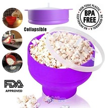 Microwavable Oven Silicone Popcorn Popper Maker Bowl Collapsible Dishwasher Safe - £18.89 GBP