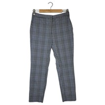 Zara Pants Womens L Plaid Slacks Mid Rise Slash Pockets Tapered Career Gray - $23.75