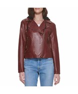 Levi&#39;s Faux Leather Moto Hooded Jacket CABERNET (Red) Womens Sz M NWT SU... - $53.22
