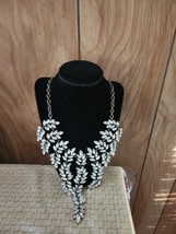 AVON Mark Leaf Tiered Bib Necklace Statement Clear Rhinestone  SECOND NA... - $39.59