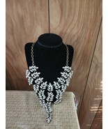 AVON Mark Leaf Tiered Bib Necklace Statement Clear Rhinestone  SECOND NATURE New - $39.59