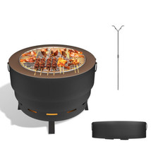 Outdoor Fire Pit, Wood Burning Firepit, Bonfire with Grill Grate - $6,841.71 MXN