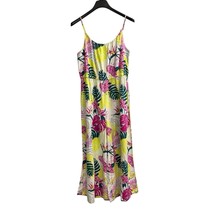 Nicole Miller Jumpsuit Womens S Linen Blend Wide Leg Cropped Tropical Re... - $38.01